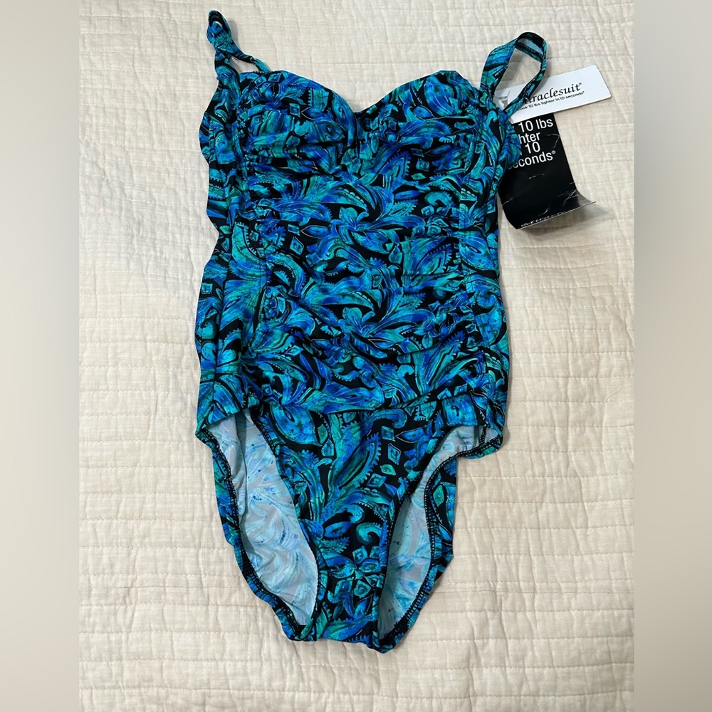 NWT Miraclesuit blue tropical print